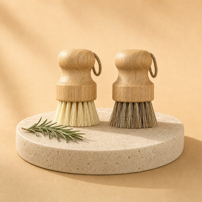 Natural pot brushes on a stone pedestal